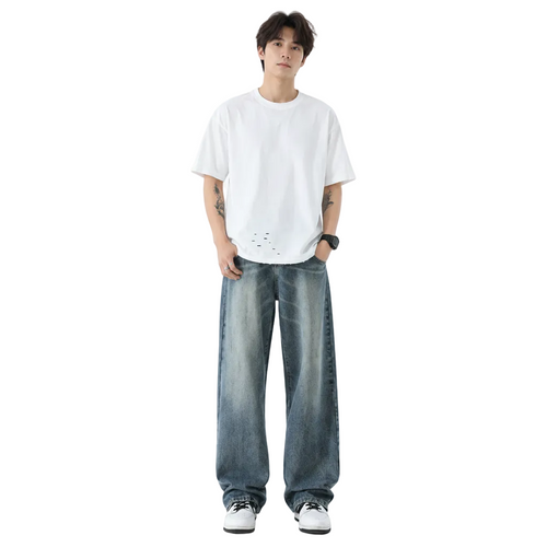 American Casual Blue Straight Jeans For Men