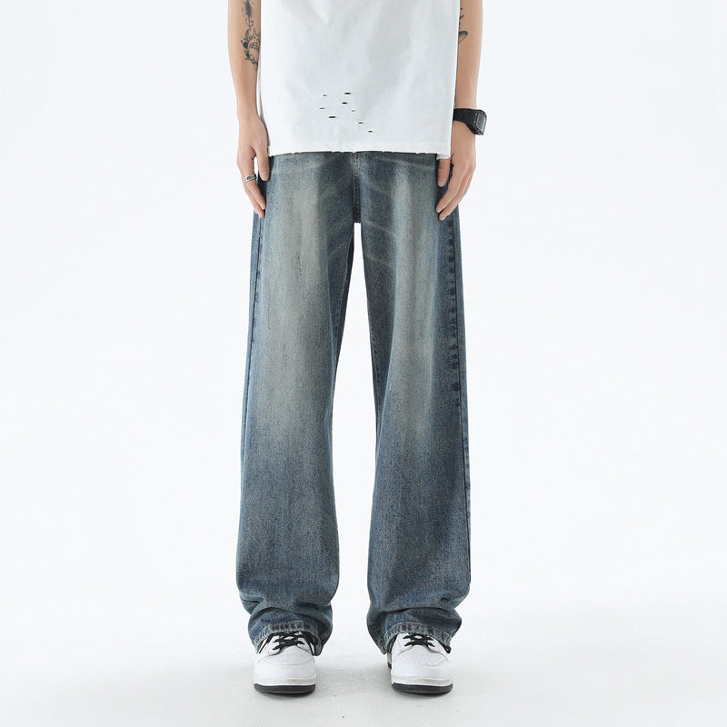 American Casual Blue Straight Jeans For Men