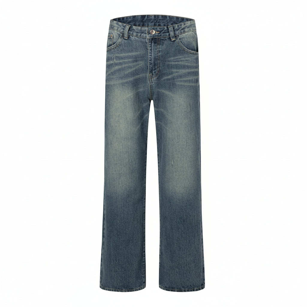 American Casual Blue Straight Jeans For Men