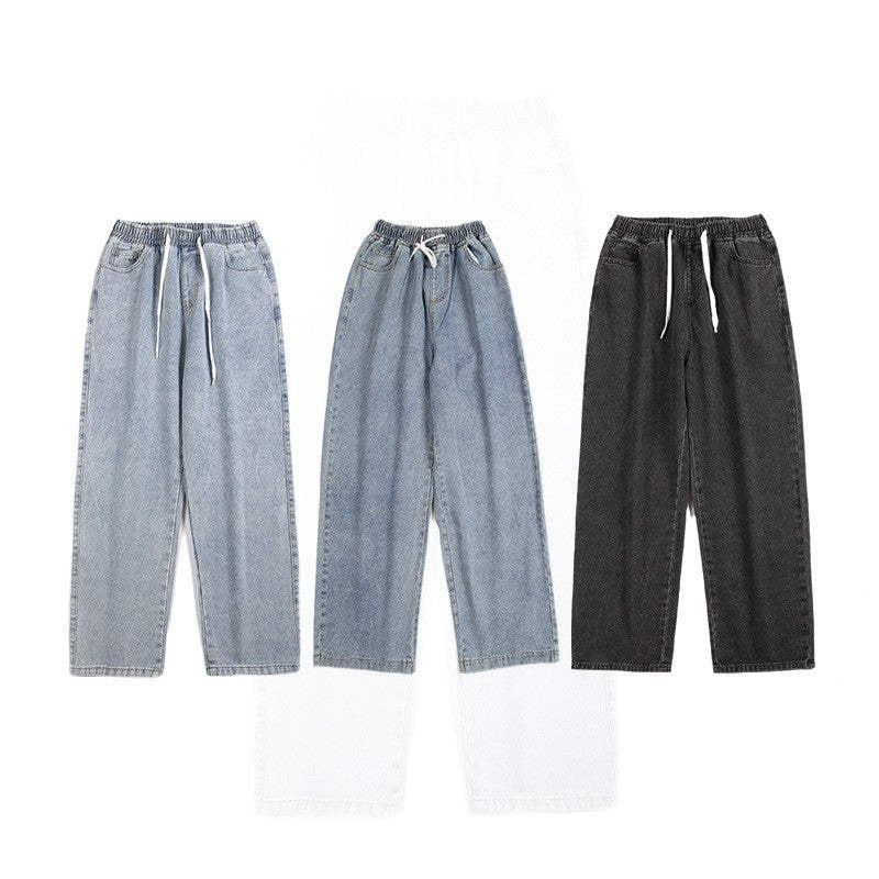 American Retro Washed Jeans For Men Straight Fit