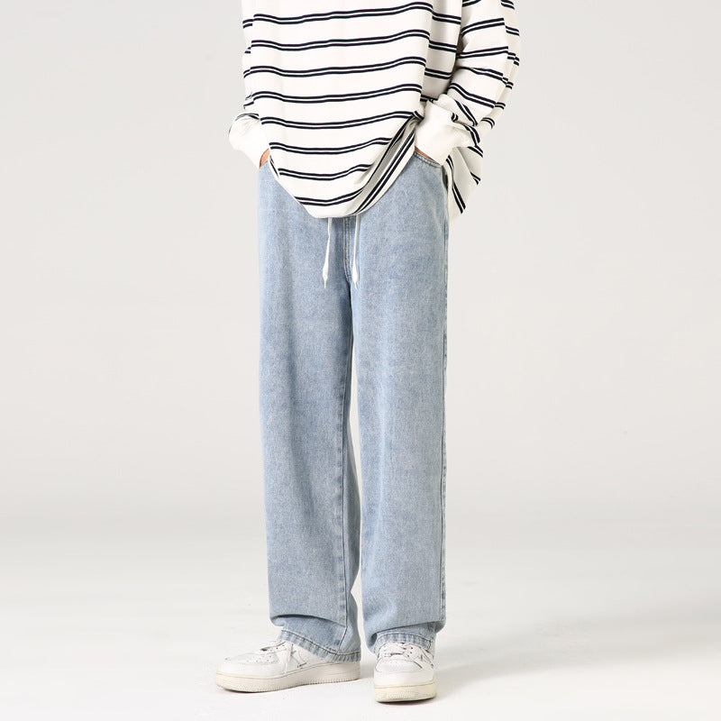 American Retro Washed Jeans For Men Straight Fit