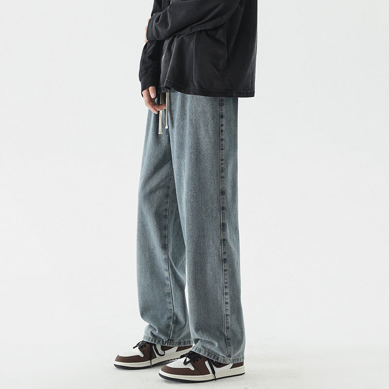 American Retro Washed Jeans For Men Straight Fit