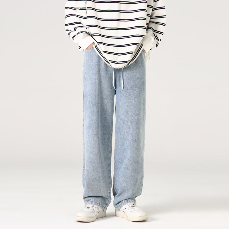 American Retro Washed Jeans For Men Straight Fit