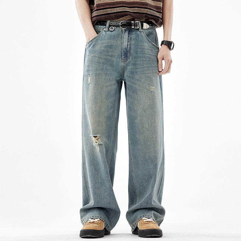 Fashion American Straight Ripped Jeans For Men