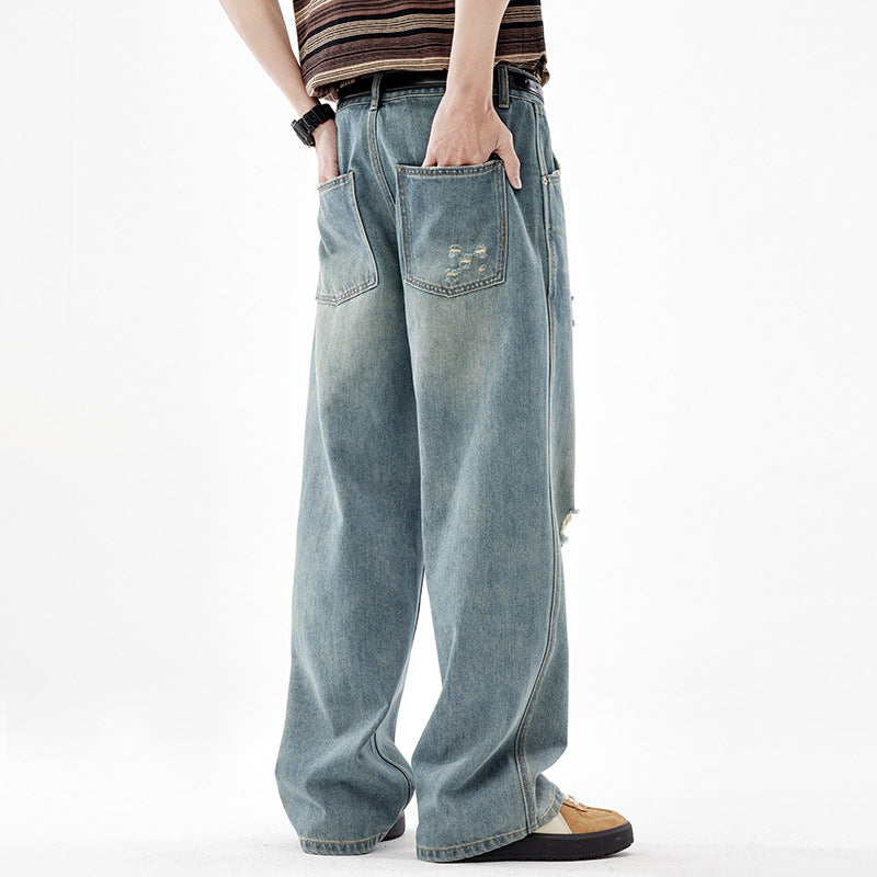 Fashion American Straight Ripped Jeans For Men