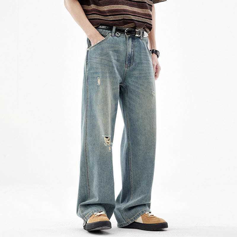 Fashion American Straight Ripped Jeans For Men