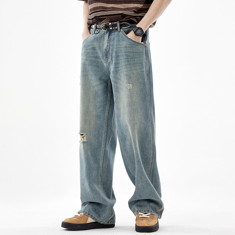 Fashion American Straight Ripped Jeans For Men
