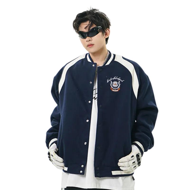 Fashion Personality Baseball Jacket Men Colorblock Casual