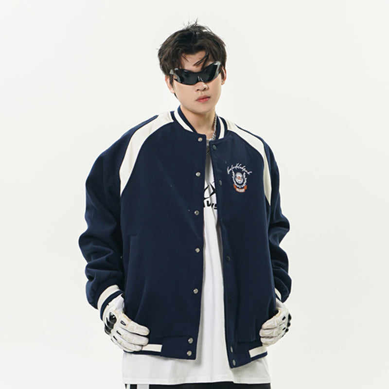 Fashion Personality Baseball Jacket Men Colorblock Casual
