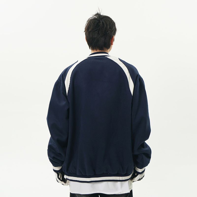 Fashion Personality Baseball Jacket Men Colorblock Casual