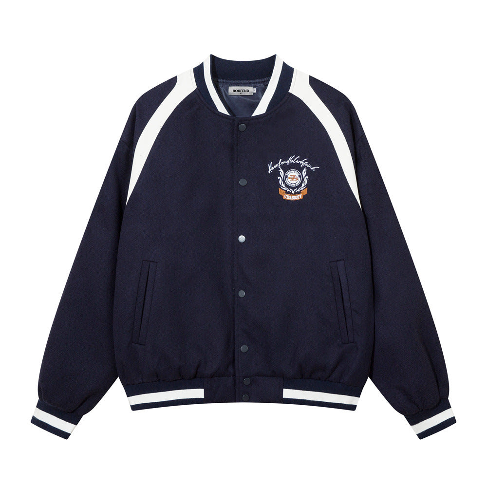 Fashion Personality Baseball Jacket Men Colorblock Casual