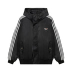 Hooded Leather Coat Jacket Men Casual PU Outerwear