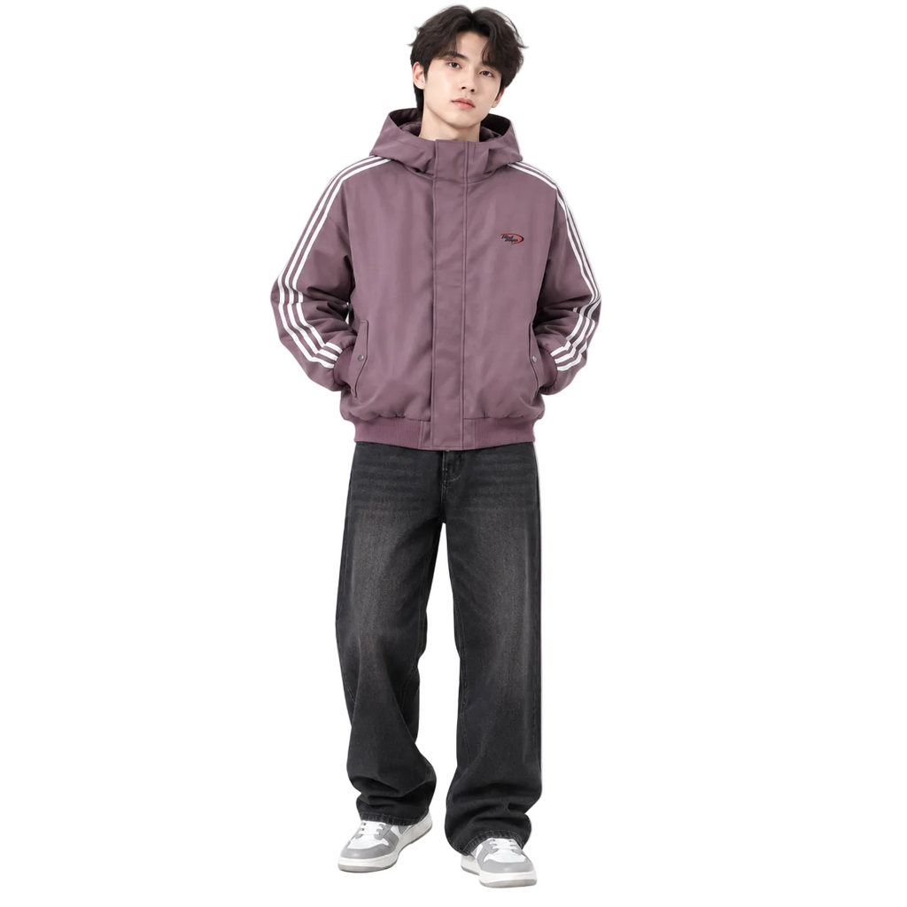 Hooded Leather Coat Jacket Men Casual PU Outerwear