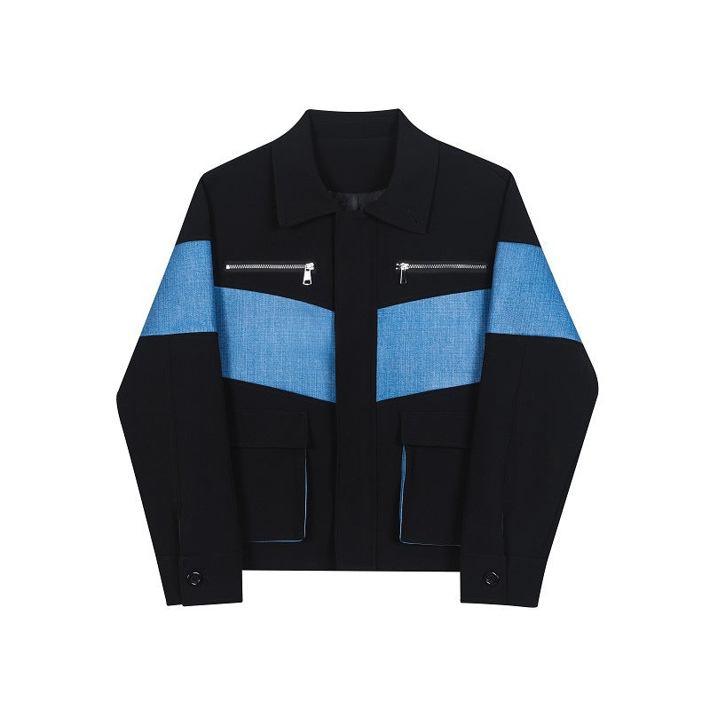 Large Pockets Work Lapel Jacket Men Casual