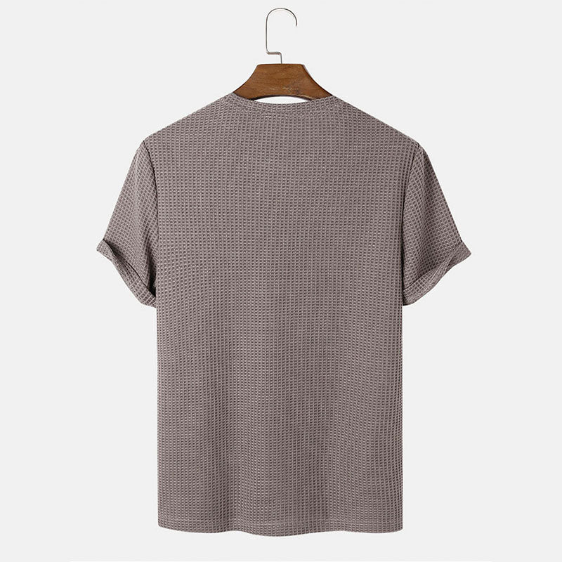 Men Summer Solid Color Round Neck Basic T-Shirt