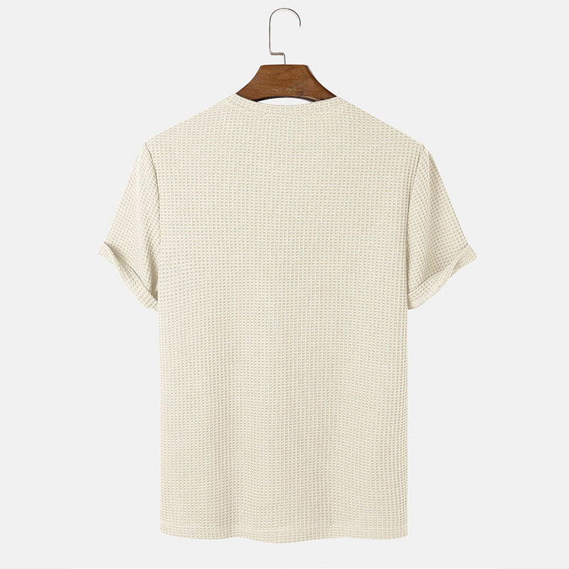 Men Summer Solid Color Round Neck Basic T-Shirt