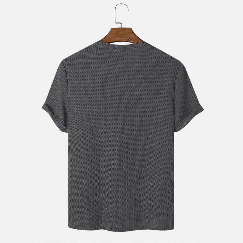 Men Summer Solid Color Round Neck Basic T-Shirt