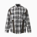 Retro Distressed Patchwork Checkered Long-Sleeved Shirt