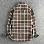 Thick Texture Washed Plaid Long-Sleeved Shirt for Men