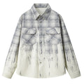 Tie-Dye Gradient Long-Sleeve Plaid Shirt for Men