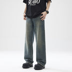 Washed Distressed Loose Jeans For Men Straight Leg