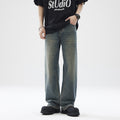 Washed Distressed Loose Jeans For Men Straight Leg