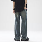 Washed Distressed Loose Jeans For Men Straight Leg